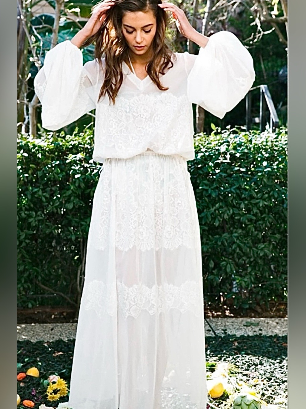 Hah Hot As Hell Royal Hahness Sheer Lace Maxi Dress Eggshell Xs/S